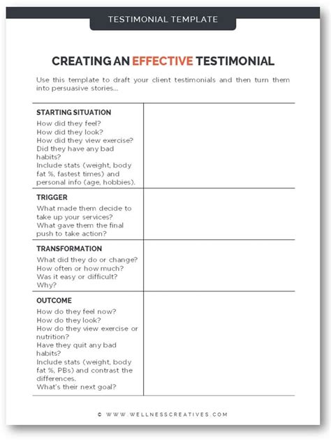 How To Write A Fitness Testimonial Template