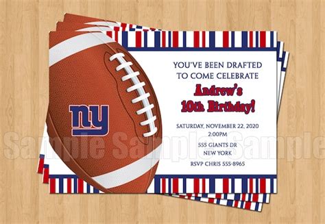 New York Giants Football Birthday Bachelor Party Invitations Etsy