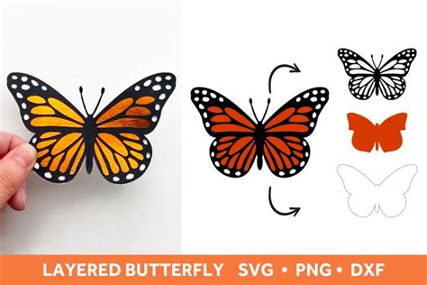 3D Layered Butterfly SVG, Paper Craft Monarch Butterfly File (1306069