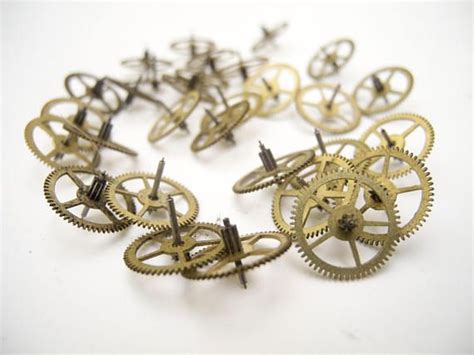 Brass Clock Gears Steampunk Jewelry Findings Set Of 20 Etsy Clock