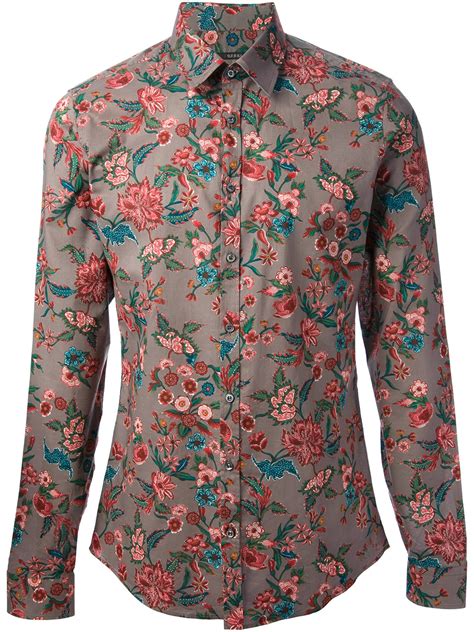Lyst Gucci Floral Print Shirt In Purple For Men