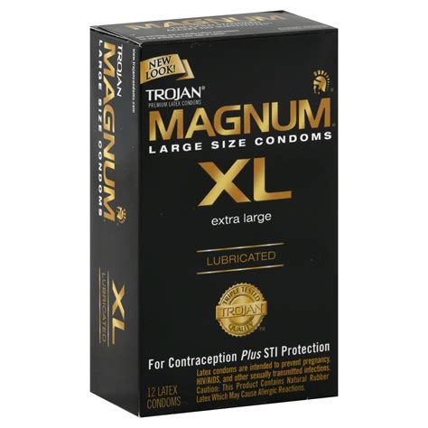 Magnum XL Condoms, Premium Latex, Extra Large Size, Lubricated, 12 condoms