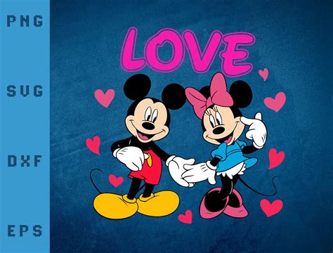 Mickey And Minnie Valentine Svg Love Mickey And Minnie Svg Etsy