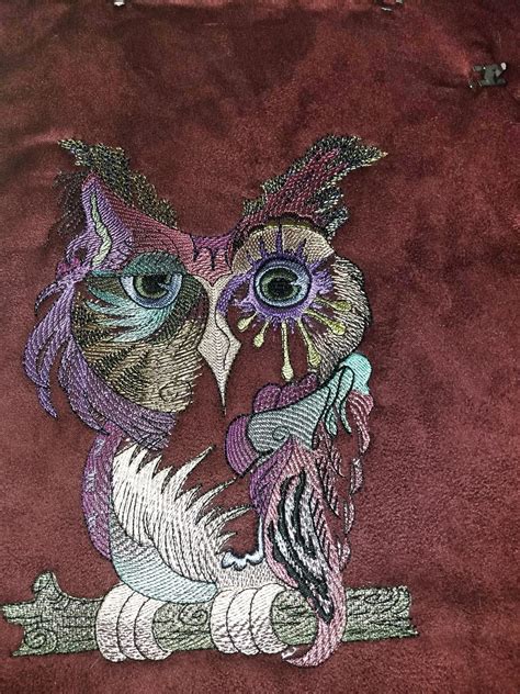 Colored owl embroidery design - Showcase with fauna embroidery ...
