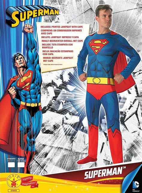 Rubies Official Comic Book Superman Mens Fancy Dress Dc Superhero Book Week Adult Costume