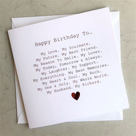 Personalised Romantic Husband Birthday Card Romantic Etsy