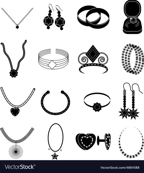 Jewellery Icons Set Royalty Free Vector Image Vectorstock