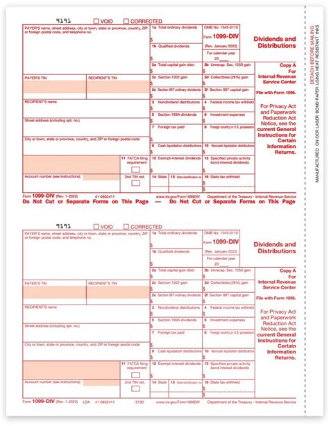 1099div Tax Forms 2022 Copy A Federal Irs Discounttaxforms