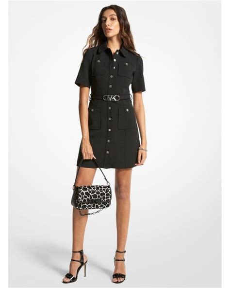 Michael Kors Stretch Crepe Belted Utility Dress In Black Lyst