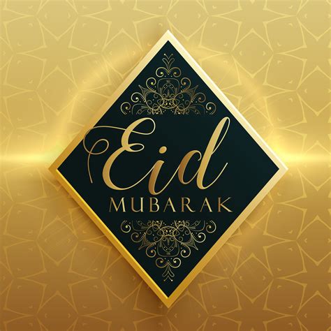 Eid Mubarak Premium Golden Greeting Card Design Download Free Vector