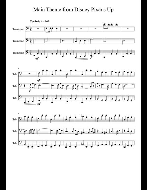 Main Theme From Disney Pixars Up Sheet Music For Trombone Download