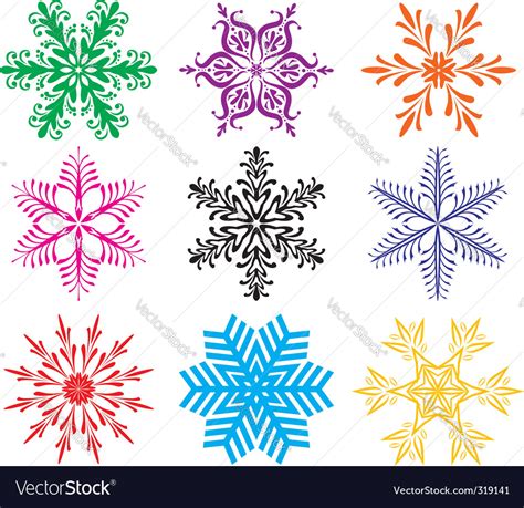 Colorful Snowflakes Royalty Free Vector Image Vectorstock