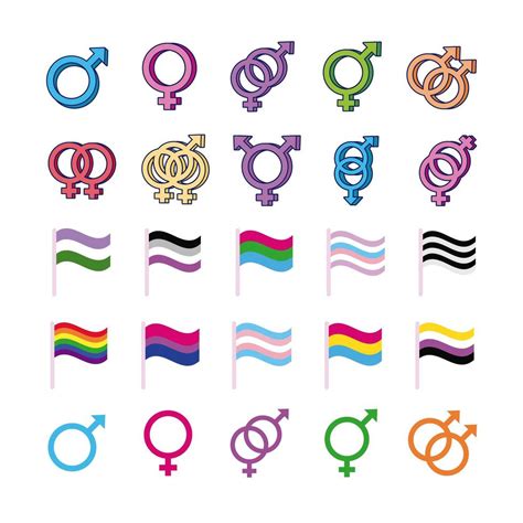 Bundle Of Genders Symbols Of Sexual Orientation And Flags Multi Style Icons 2565005 Vector Art