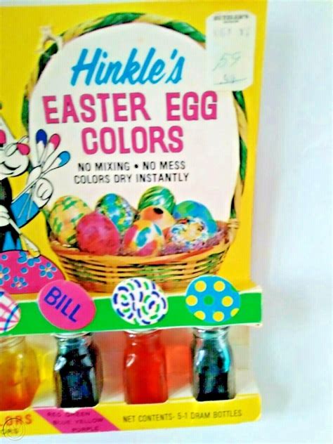 Vintage Easter Egg Dye Hinkles Easter Egg Colors 5 Glass Bottles Nip