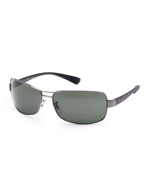 Ray Ban Men S Polarized Rb3379 004 58 64 Silver Rectangle Sunglasses