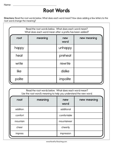 Root Words Worksheet Have Fun Teaching