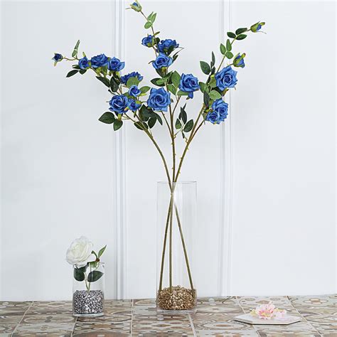 efavormart pack of 2 38 royal blue silk long stem roses artificial flowers rose bouquet home