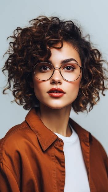 Premium Ai Image Woman Wearing Glasses Short Curly Hair