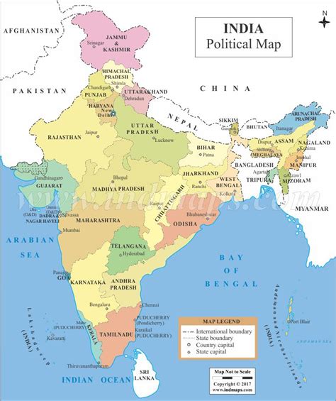 Politiske Kartet Av India Kart Over India Politisk Sør Asia Asia