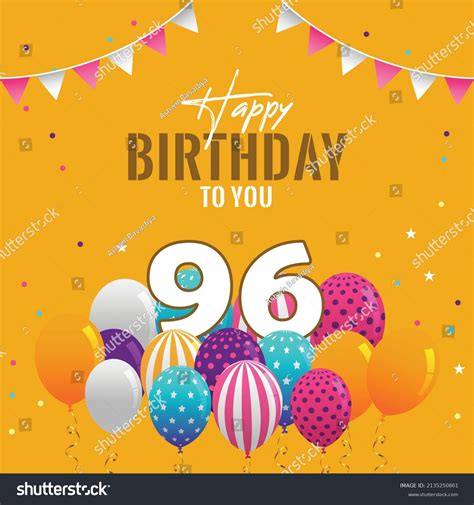 Happy 96th Birthday Greeting Card Vector Stock Vector Royalty Free