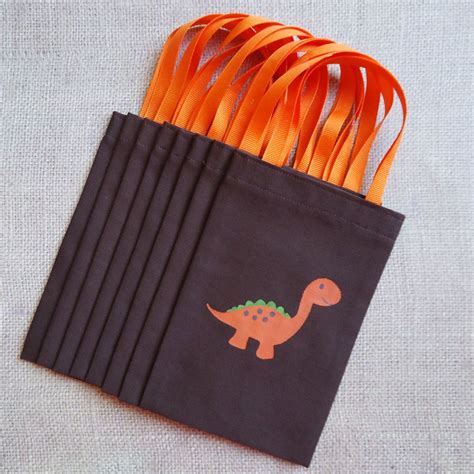 Dinosaur Favor Bags Set Of 6 Green Dinosaur Goodie Bags 2250 Via