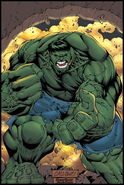 The Incredible Hulk Is In Action With His Arms Out And Hands On His