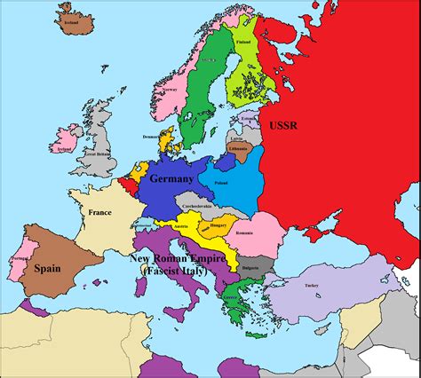 Map of world war ii. Map of Europe before the Alternative World War 2 (1940 ...