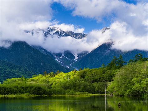 Scenery Mountains Lake Forests Clouds Nature Wallpapers Hd