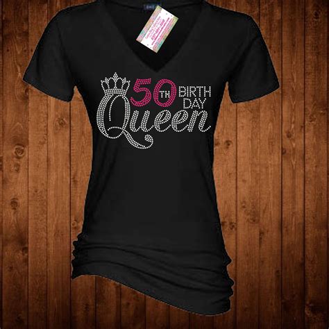 Rhinestone Bling30405060708090 Birthday Queen Tshirt By