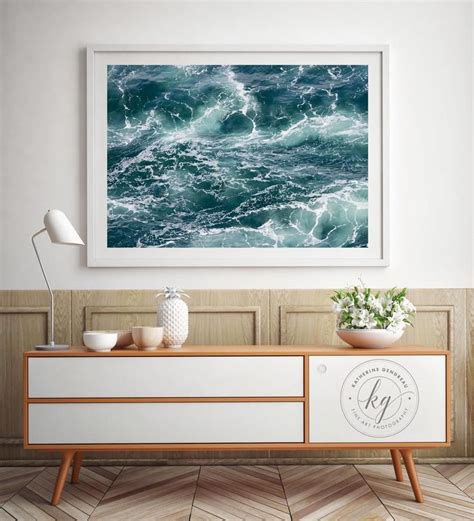 Large Ocean Art Print Aerial Ocean Photography Teal Blue Etsy Ocean