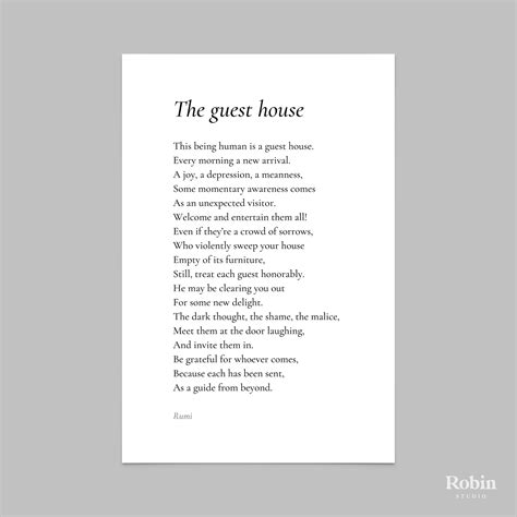 The Guest House By Rumi Poem Print Poetry Print T Etsy