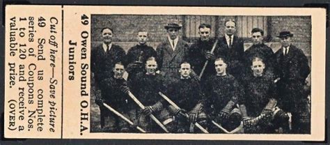 Owen Sound Greys Hockey Card 1925 Dominion Chocolates No 49 Hockeygods