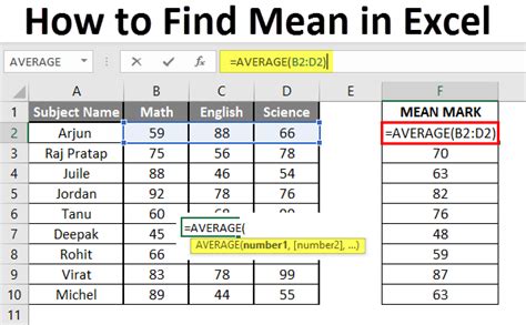 To Calculate Mean In Excel