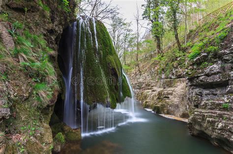 Bigar Cascade Falls In Beusnita Gorges National Park Romania Stock