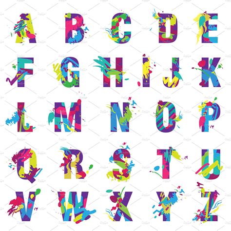 Painted Splashes Alphabet Font Symbol Fonts Creative Market