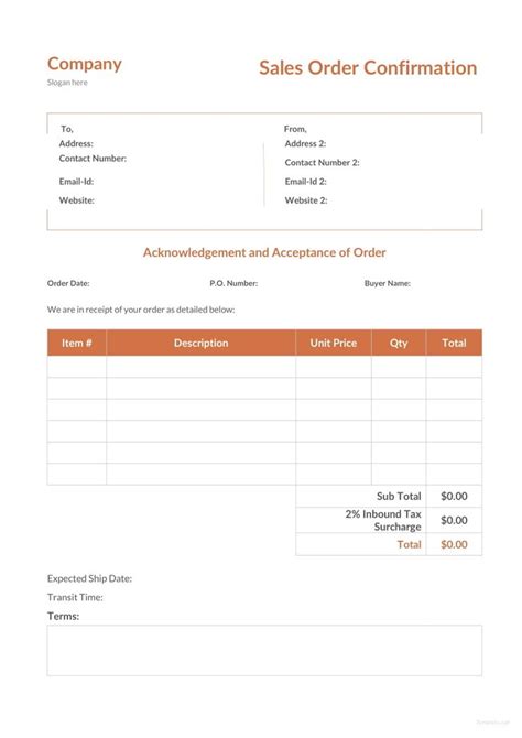 Free Order Confirmation Email Template