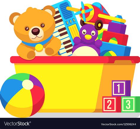 Kids Toys In Box Clipart Royalty Free Vector Image