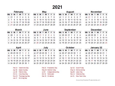 2021 Period Calendar 2021 Fiscal Period Calendar 4 4 5 Free Printable