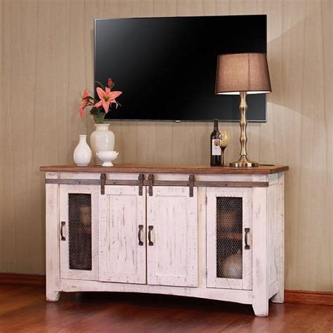 Pueblo White Tv Stand Rustic Living Room Furniture City Home