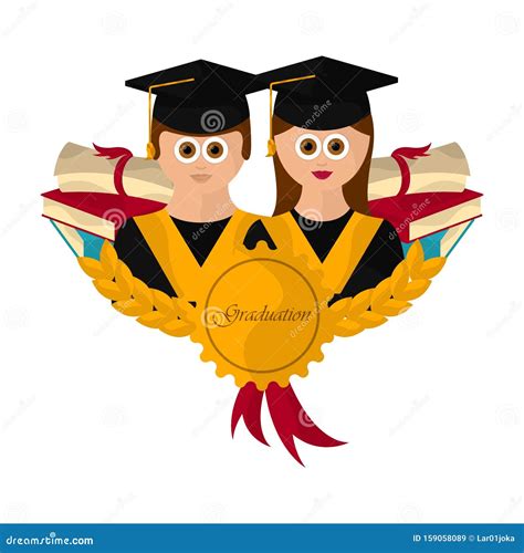 Couple Graduate Students With Their Diploma Paper In Front Of A
