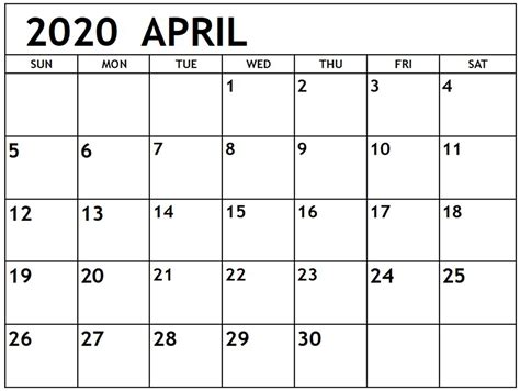 Blank Printable April Calendar Printable Word Searches