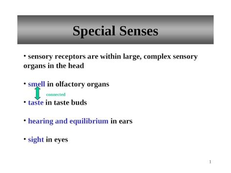 Ppt 1 Special Senses Sensory Receptors Are Within Large Complex