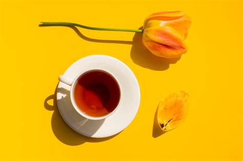 Free Photo Flat Lay Tea Cup Still Life