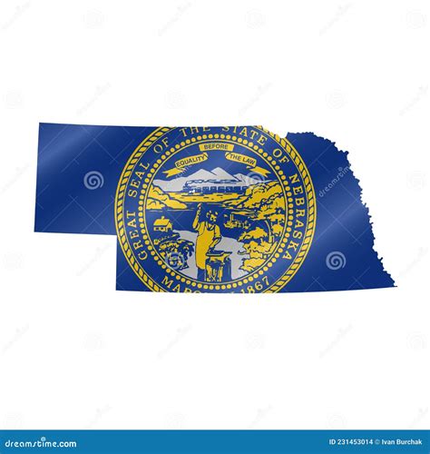 Waving Flag Map Of Nebraska Vector Illustration Stock Vector