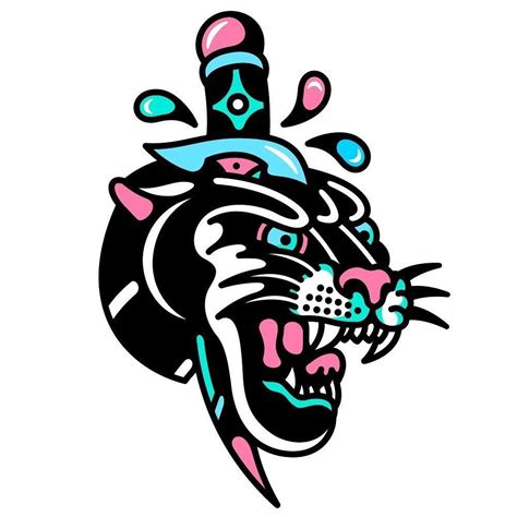 A Black And Pink Tiger Head With An Evil Look On Its Face Is Shown