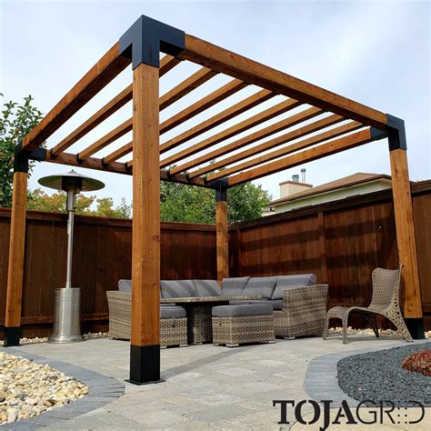 Pergola Kit With Shade Sail For 6x6 Wood Posts Outdoor Pergola