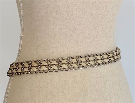 S Silver Chain Belt Vintage Belts Adjustable Length Link Rock And