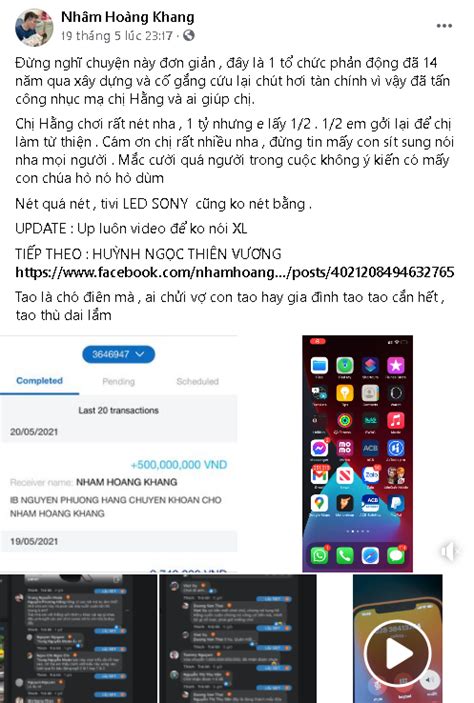 Theo cậu it việc cựu quản lý phi nhung công kích bà hằng là có liên quan đến nữ ca sĩ thế nhưng vì không muốn ảnh hưởng nhầm người nên cậu it phải đợi. Nhâm Hoàng Khang - chàng trai có công phá vụ 14 tỷ đồng ...