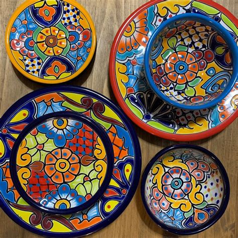 Our Authentic Mexican Talavera Pottery Plates Bowls Desert Dishes