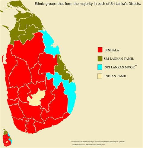 Sri Lanka Ethnic Groups That Form The Majority In Each District